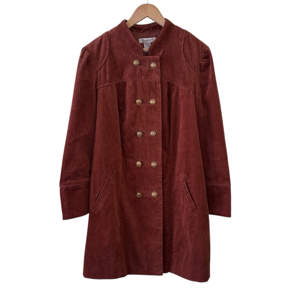 Sgt Sargent Pepper Style Brown Corduroy Women's Coat Overcoat Size 14W